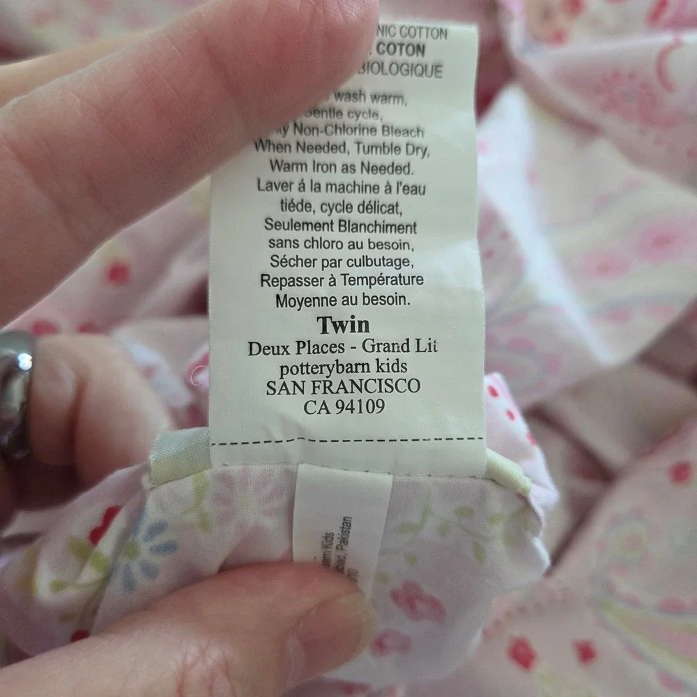 Pottery Barn Kids Duvet Cover Pink Paisley Sham & pillowcase set Cotton Twin Sz